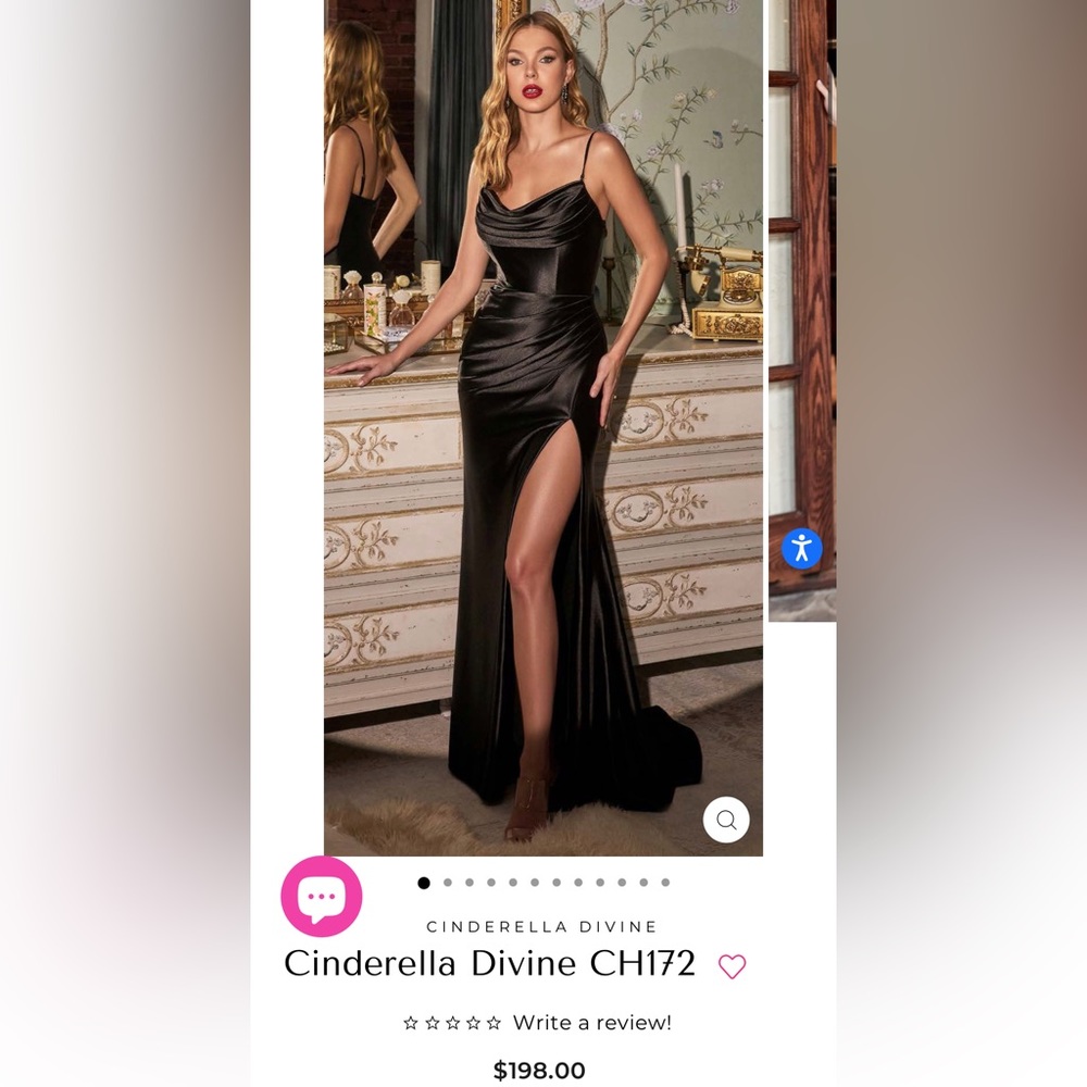 Cinderella black satin dress. Size small